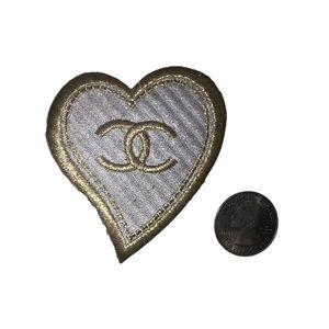 Luxury Fashion Heart Iron on Patch White
